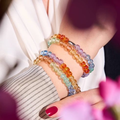 Bracelet en argent sterling 925 arc-en-ciel | Bracelet en verre transparent Firefly